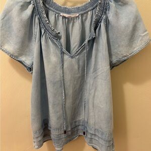 Jane and Delancey Light Blue Smocked Blouse